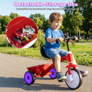 Kids Tricycle with Glowing Wheels and Adjustable Seat – Red