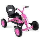 Kids Pedal Go Kart with Handlebars and Adjustable Seat – Pink
