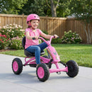 Kids Pedal Go Kart with Handlebars and Adjustable Seat – Pink