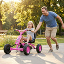 Kids Pedal Go Kart with Handlebars and Adjustable Seat – Pink