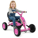 Kids Pedal Go Kart with Handlebars and Adjustable Seat – Pink