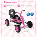 Kids Pedal Go Kart with Handlebars and Adjustable Seat – Pink