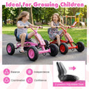Kids Pedal Go Kart with Handlebars and Adjustable Seat – Pink