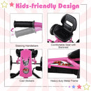 Kids Pedal Go Kart with Handlebars and Adjustable Seat – Pink