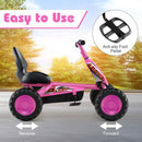 Kids Pedal Go Kart with Handlebars and Adjustable Seat – Pink