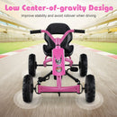 Kids Pedal Go Kart with Handlebars and Adjustable Seat – Pink