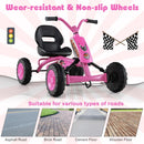Kids Pedal Go Kart with Handlebars and Adjustable Seat – Pink