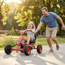 Kids Pedal Go Kart with Handlebars and Adjustable Seat – Red