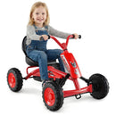 Kids Pedal Go Kart with Handlebars and Adjustable Seat – Red