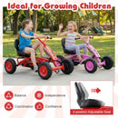 Kids Pedal Go Kart with Handlebars and Adjustable Seat – Red