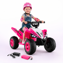 Baby Direct 12V 4-Wheeler Quad Electric Vehicle with LED Lights and Music for Boys Girls Aged 3+ in Pink