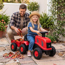 Toddler Ride-On Tractor with Trailer and Garden Tools – Red