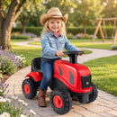 Toddler Ride-On Tractor with Trailer and Garden Tools – Red