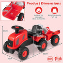 Toddler Ride-On Tractor with Trailer and Garden Tools – Red