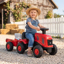 Toddler Ride-On Tractor with Trailer and Garden Tools – Red