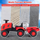 Toddler Ride-On Tractor with Trailer and Garden Tools – Red