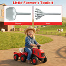Toddler Ride-On Tractor with Trailer and Garden Tools – Red