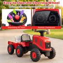 Toddler Ride-On Tractor with Trailer and Garden Tools – Red