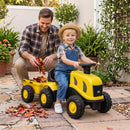 Toddler Ride-On Tractor with Trailer and Garden Tools – Yellow