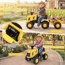 Toddler Ride-On Tractor with Trailer and Garden Tools – Yellow