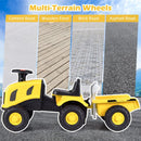 Toddler Ride-On Tractor with Trailer and Garden Tools – Yellow