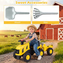 Toddler Ride-On Tractor with Trailer and Garden Tools – Yellow