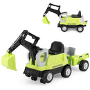 Toddler Ride-On Tractor with Digger and Trailer – Green