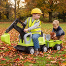 Toddler Ride-On Tractor with Digger and Trailer – Green