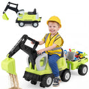 Toddler Ride-On Tractor with Digger and Trailer – Green