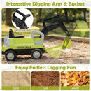 Toddler Ride-On Tractor with Digger and Trailer – Green