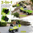 Toddler Ride-On Tractor with Digger and Trailer – Green