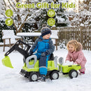 Toddler Ride-On Tractor with Digger and Trailer – Green