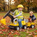 Toddler Ride-On Tractor with Digger and Trailer – Yellow