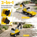 Toddler Ride-On Tractor with Digger and Trailer – Yellow