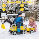 Toddler Ride-On Tractor with Digger and Trailer – Yellow