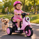 6V Kids Three-Wheel Motorcycle with Light-Up Deck – Pink