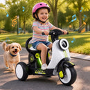6V Kids Three-Wheel Motorcycle with Light-Up Deck – White