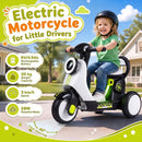 6V Kids Three-Wheel Motorcycle with Light-Up Deck – White