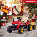 Red 24V ride-on tractor and trailer dimensions