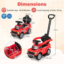 Ford Licensed 3-in-1 Toddler Push Car with Lights – Red