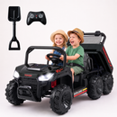 Baby Direct 24V 2-Seater Ride on Dump Truck with Electric Dump Bed and Music Lights for Kids in Black