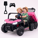 Baby Direct 24V 2-Seater Ride on Dump Truck with Electric Dump Bed and Music Lights for Kids in Pink