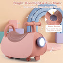 Toddler Push Car with Headlight and Music – Pink