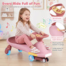 Kids Wiggle Car with Light-Up Wheels and Music – Pink
