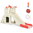 Kids Slide Playset with Basketball Hoop and Ring Toss – Pink