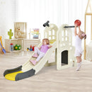 Kids Slide Playset with Basketball Hoop and Ring Toss – Yellow