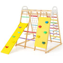 Wooden Indoor Jungle Gym with Monkey Bars and Swing – Multicolour