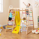 Wooden Indoor Jungle Gym with Monkey Bars and Swing – Multicolour