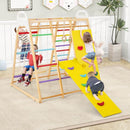 Wooden Indoor Jungle Gym with Monkey Bars and Swing – Multicolour