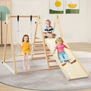 Wooden Jungle Gym with Swing and Resting Platform – Beige